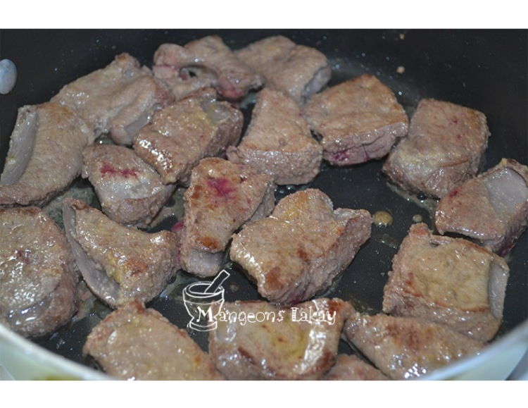 Sautéd beef liver pieces